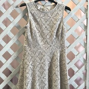 Simple Beige Fit and Flare Dress